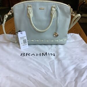 Brahmin Gray with Cream Crocodile Trim Woman’s Bag